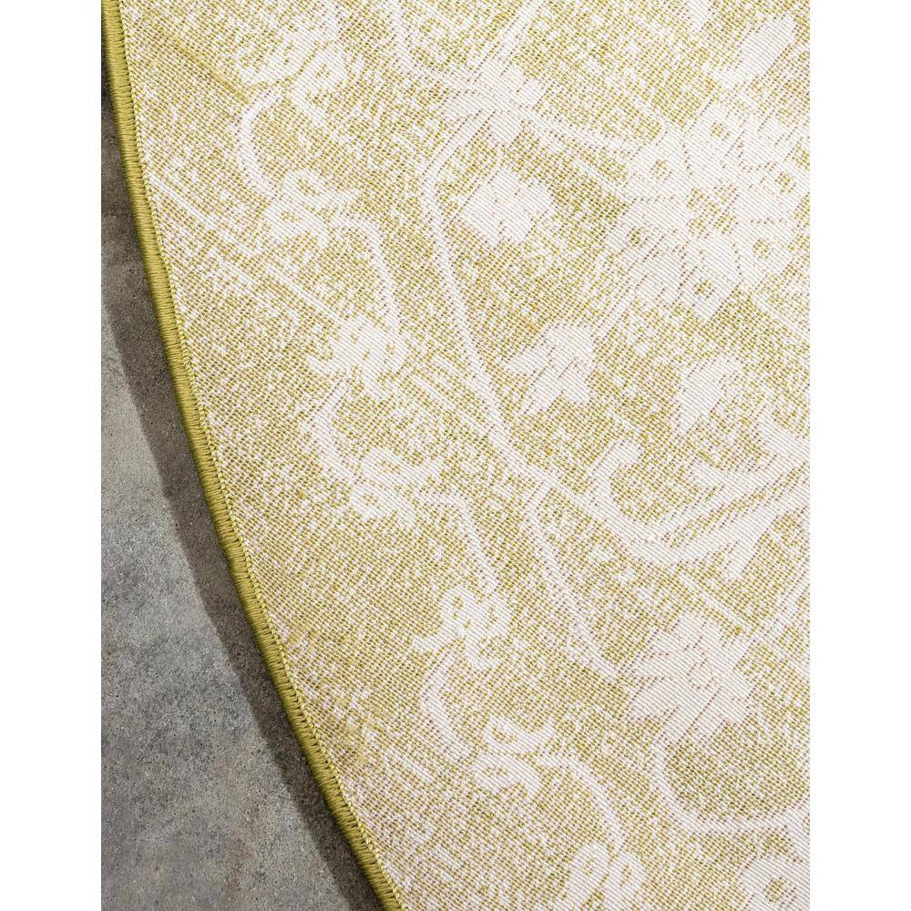 Round Light Green Abstract Synthetic Easy Care Rug