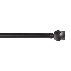 Twist 66 in. - 120 in. Adjustable Length 1 in. Dia Single Curtain Rod Kit in Matte Black with Finial