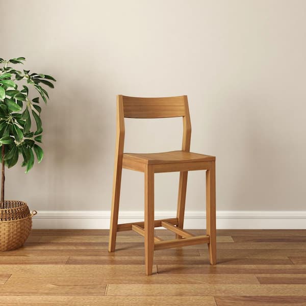 Modern 24 in Pecan Standard Back Wood Counter Stool (Set of 2)