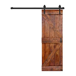 K Style 30 in. x 84 in. Carrington Finished Soild Wood Sliding Barn Door with Hardware Kit - Assembly Needed