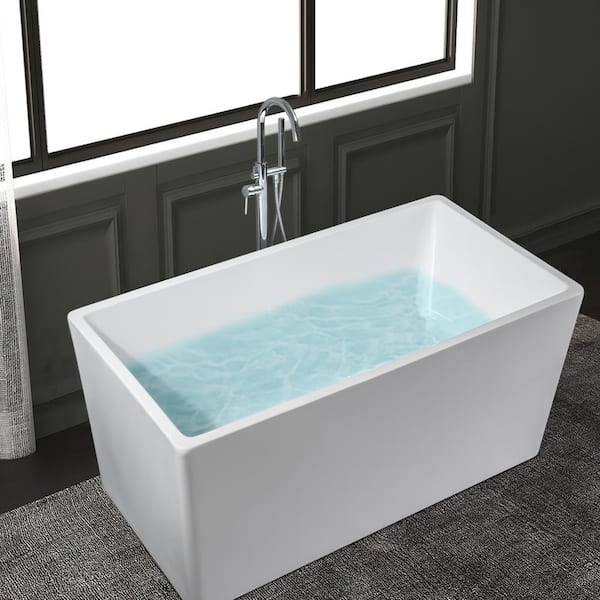 Satico 47 in. Contemporary Design Acrylic Flatbottom Soaking Tub