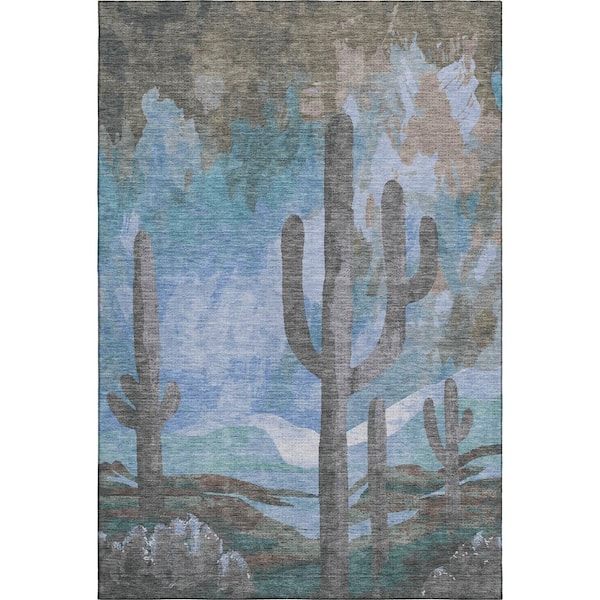 Mayfield Premium Machine Washable Abstract AMF2337 Brown 5 ft. x 7 ft. 6 in. Area Rug
