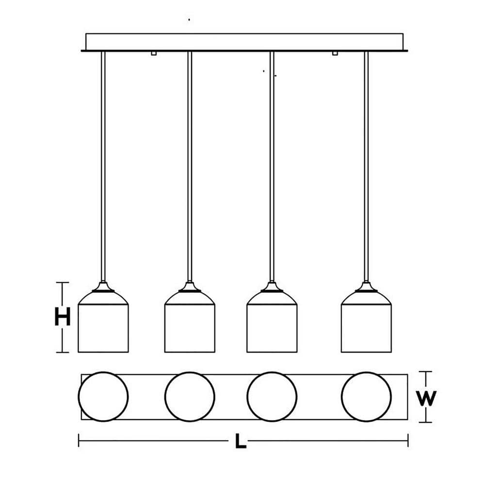 William 36" Satin Nickel and Brass 4-Light Linear Pendant