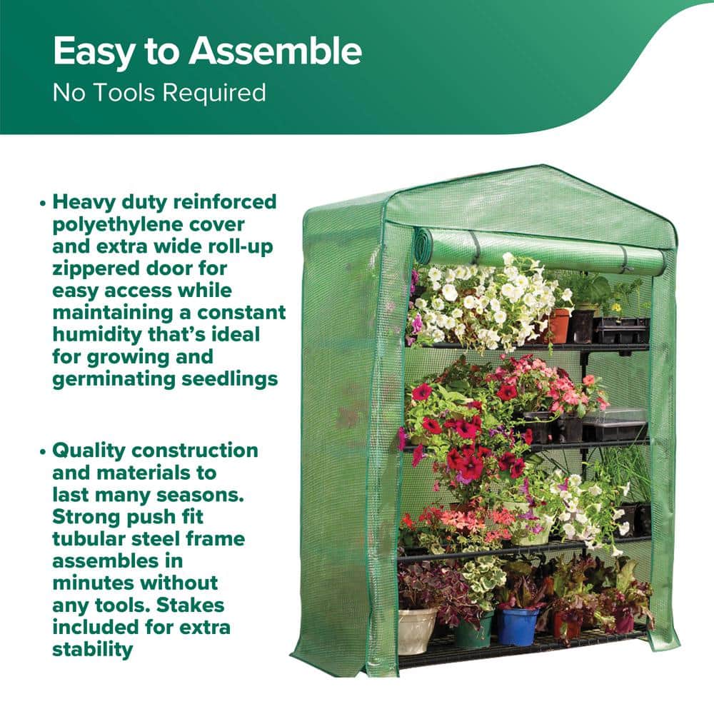 Mini Green Steel 4-Tier Garden Greenhouse