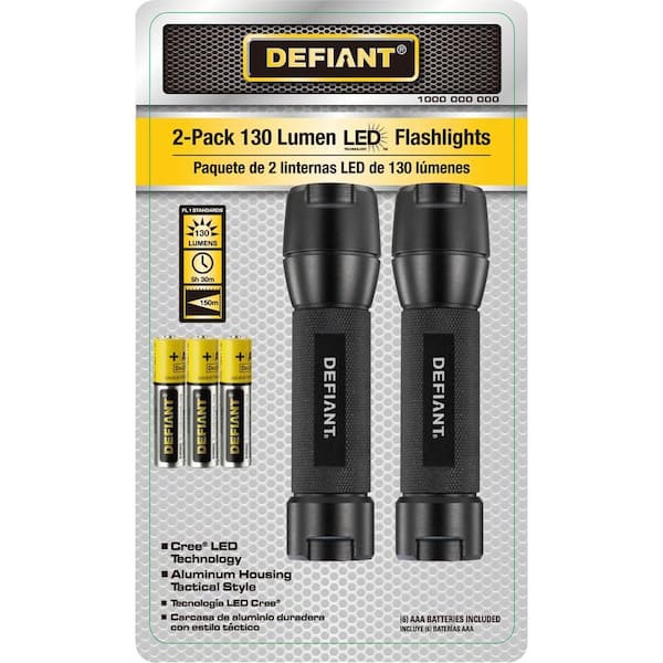 Defiant 130 Lumens LED Flashlight (2 per Pack)