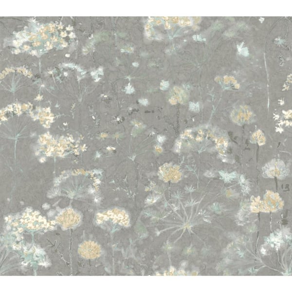 York Wallcoverings Grey Botanical Fantasy Unpasted Paper Matte Wallpaper, 27 in. by 27 ft.