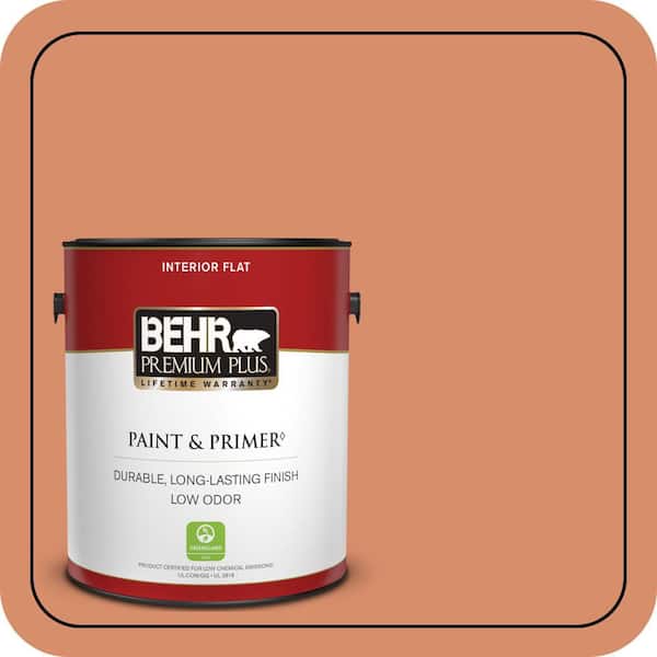 BEHR PREMIUM PLUS 1 gal. #MQ4-38 Balcony Sunset Flat Low Odor Interior Paint & Primer