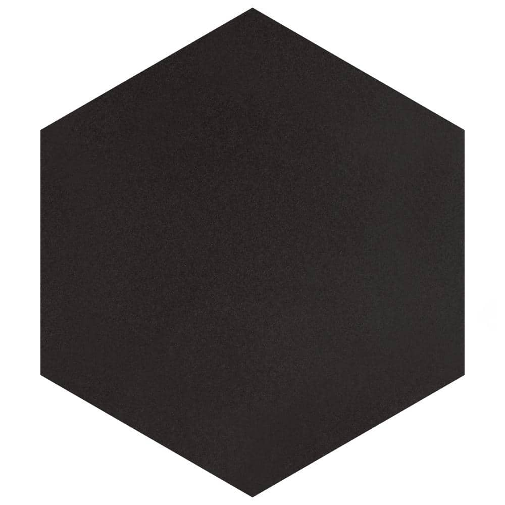 Textile Basic Grand Hex Black 9-1/2 in. x 11-1/4 in. Porcelain Floor and Wall Take Home Tile Sample -  Merola Tile, S1FCD19BTX