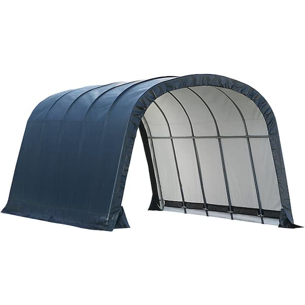 ShelterLogic 12 ft. W x 20 ft. D x 8 ft. H Run-In Peak Style Shed-in-a-Box in Green with Steel Frame and Patented Stabilizers