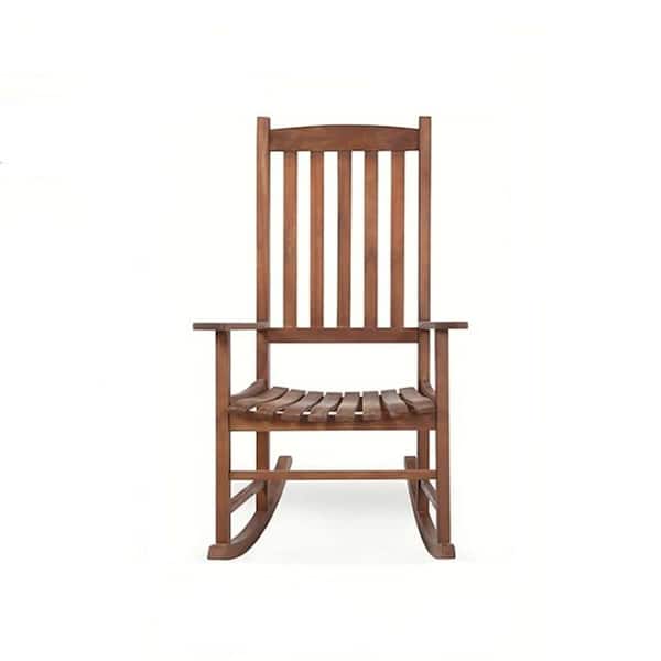 Sudzendf Brown Wood Outdoor Rocking Chair