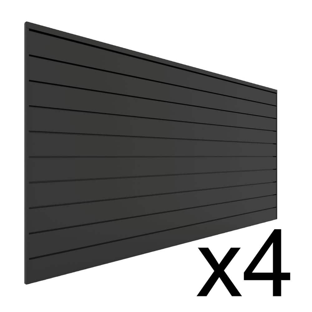 Proslat 96 in. H x 48 in. W (128 sq. ft.) PVC Slat Wall Panel Set Charcoal (4 panel pack) P88405