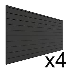 96 in. H x 48 in. W (128 sq. ft.) PVC Slat Wall Panel Set Charcoal (4 panel pack)