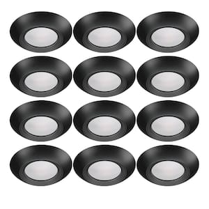 Disk Light Kit 5 in./6 in. 3000K Integrated LED Recessed Light Trim with Black Trim Cover (12-Pack)