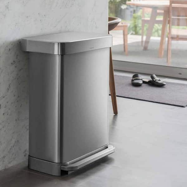 simplehuman 45L Rectangular Step Kitchen Trash Can with Liner