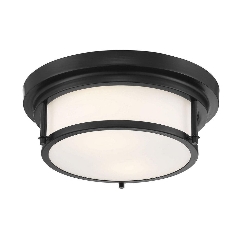 Matte Black Nickel-Accented 2-Light Flush Mount Ceiling Fixture