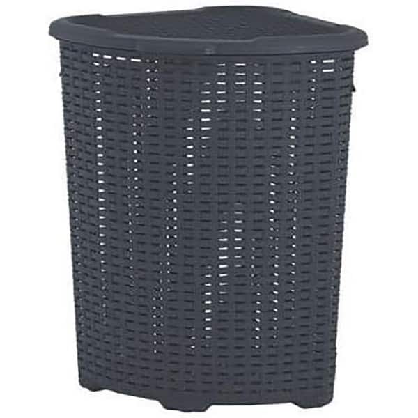 SUPERIO 50 l Wicker Corner Hamper , Dark Gray