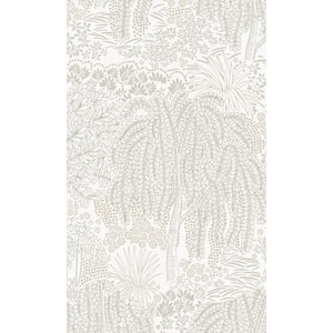 White Metallic Garden Tropical Textured Print Non-Woven Non-Pasted Textured Wallpaper 57 sq. ft.