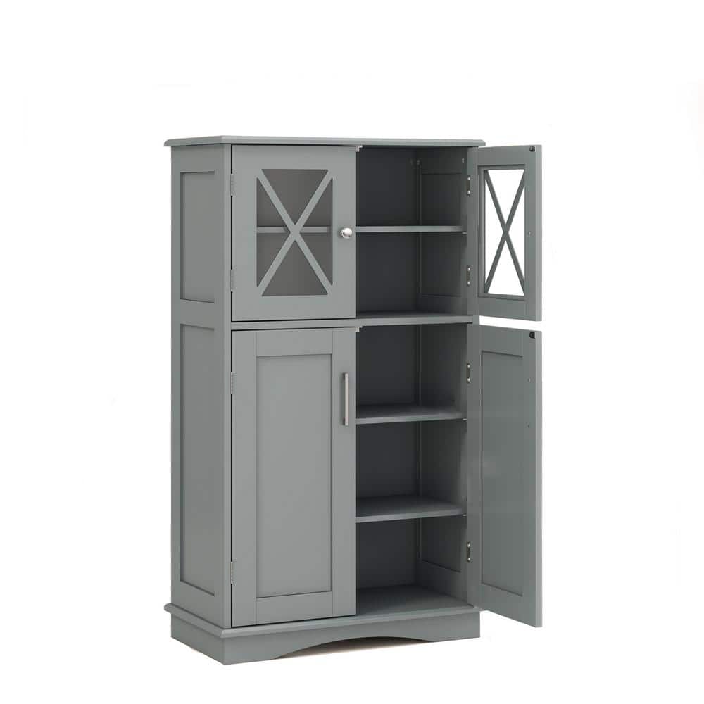 23.5 in. W x 12 in. D x 42.5 in. H Assembled Gray Freestanding Pantry Bathr