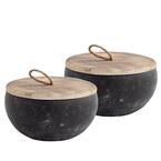 19 oz. Rustic Ceramic 3 Wick Citronella Candle with Wooden Lid (2-Pack)