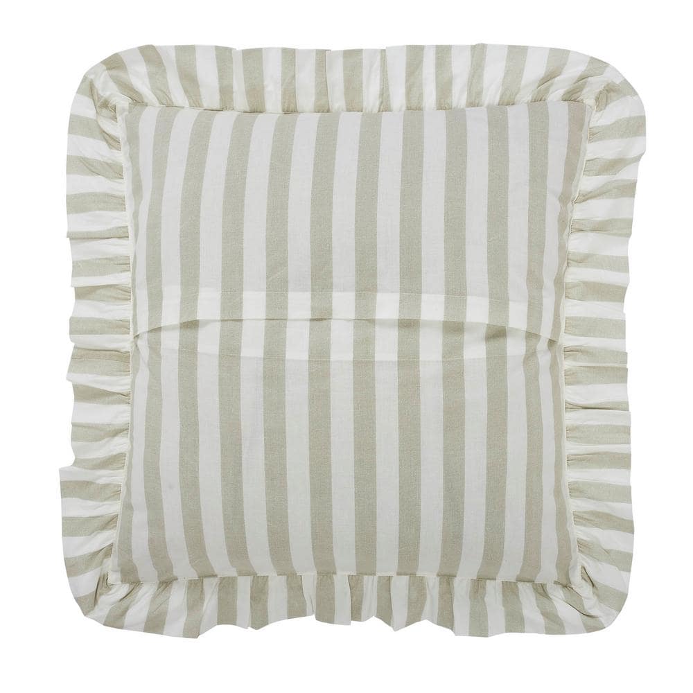 Tan and White Striped Cotton Euro Sham with Ruffles