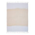 Shibori Peach / White 50 in. x 60 in. Fringe Throw Blanket