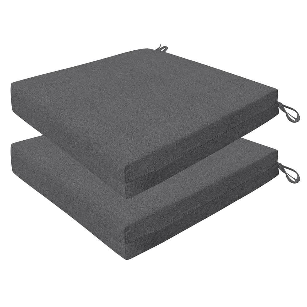 Outdoor 20 in. Square Premium Dining Seat Cushion Heathered Solid Dark Grey