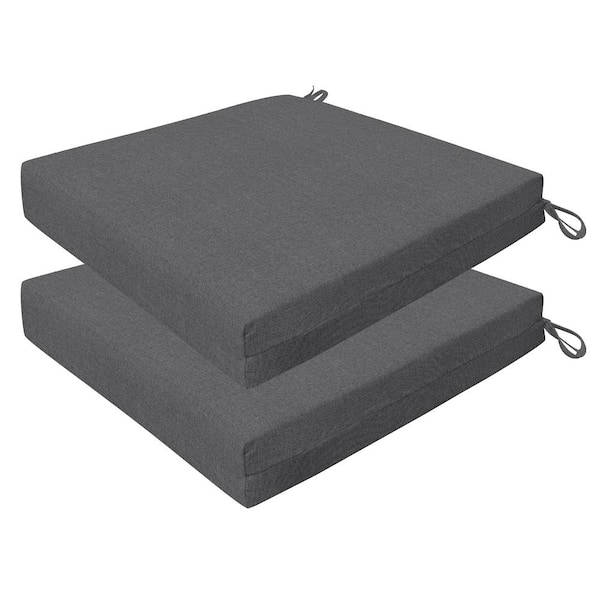 Honeycomb Outdoor 20 in. Square Premium Dining Seat Cushion Heathered Solid Dark Grey (Set of 2)