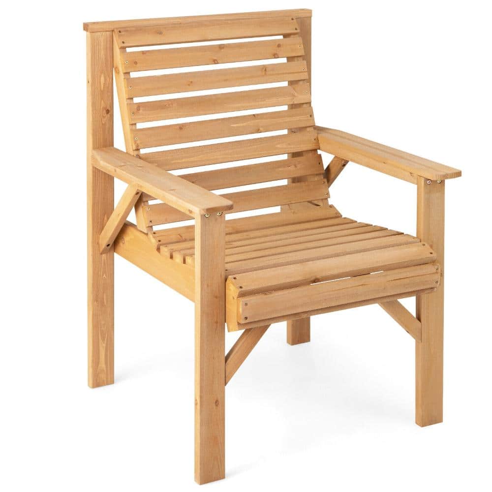 26 in. Solid Fir Wood Outdoor Dining Chair with Inclined Backrest and 330 lb. Capacity, Natural price history on PriceWatchPro