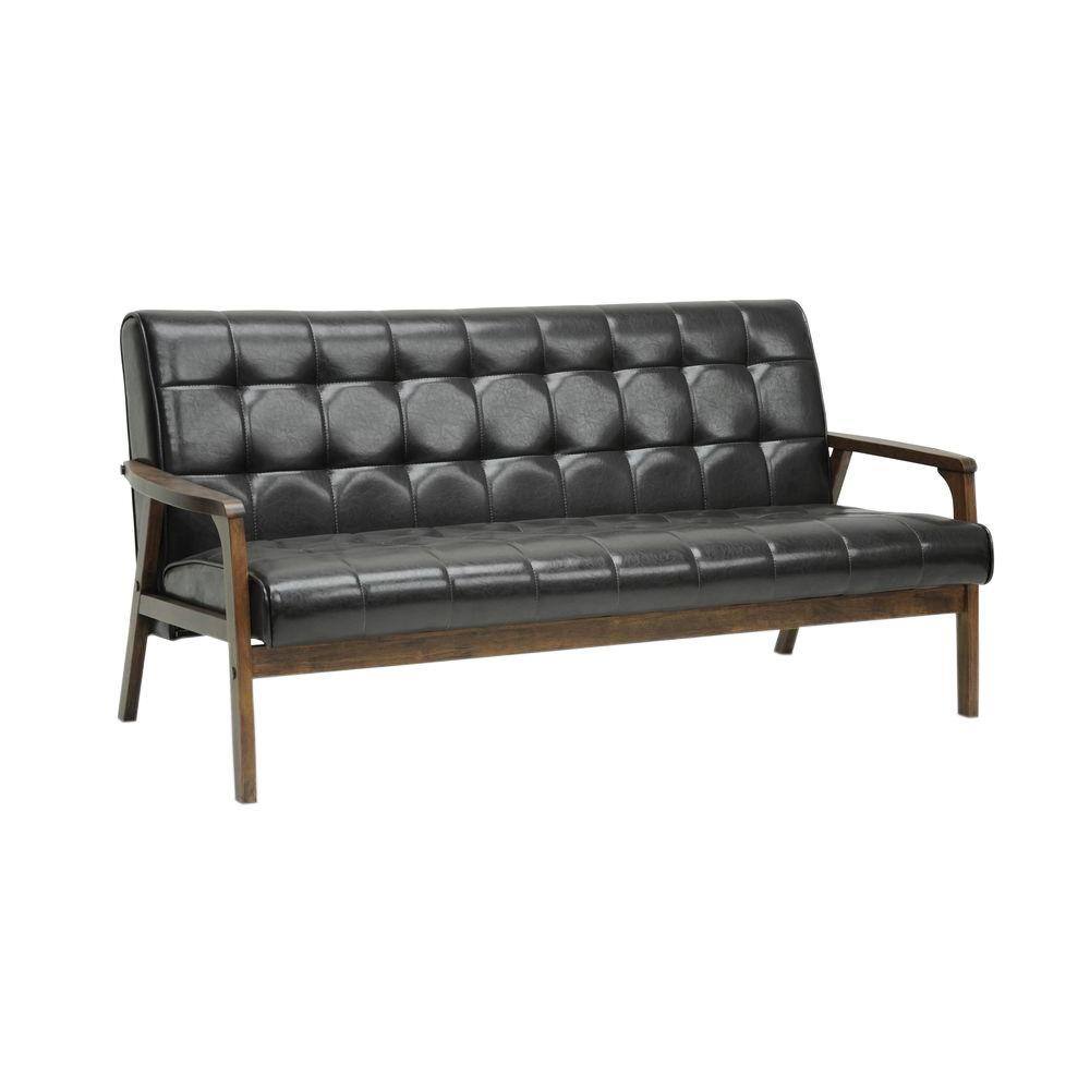 Mid-Century Masterpiece Brown Faux Leather Loveseat