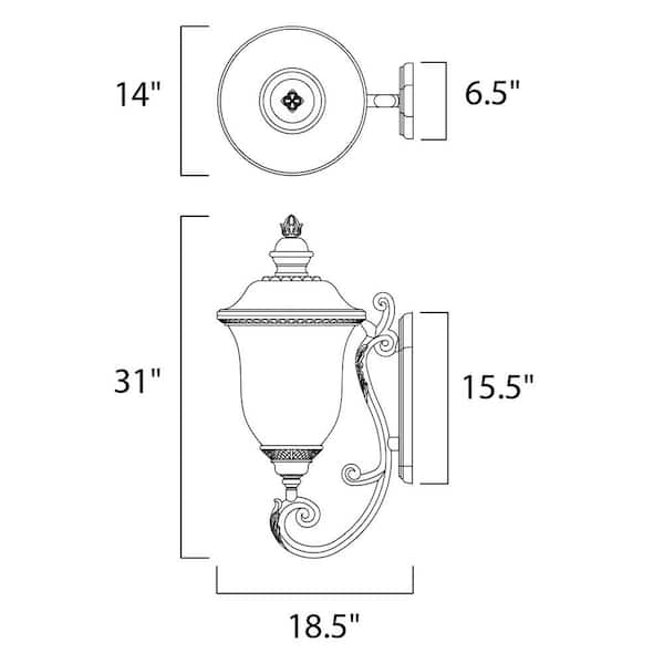 Carriage House DC 3-Light Oriental Bronze Outdoor Wall Lantern Sconce