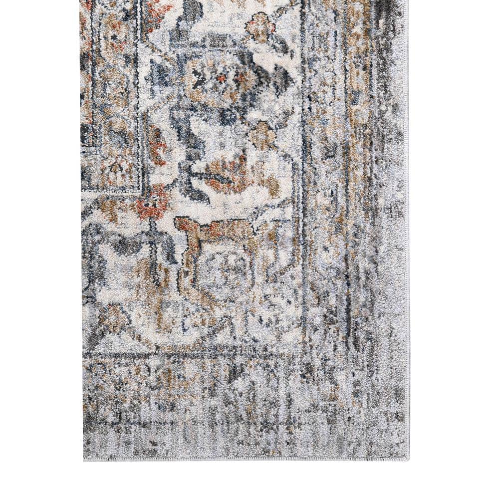 Charcoal Rectangular Oriental Synthetic Area Rug 5'3" x 7'6"