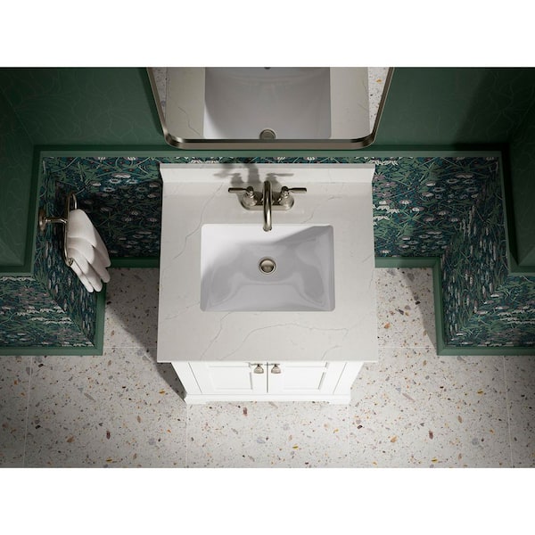 Baskin 24 in. Single Sink White Bath Vanity with Bianco Bella Quartz Top