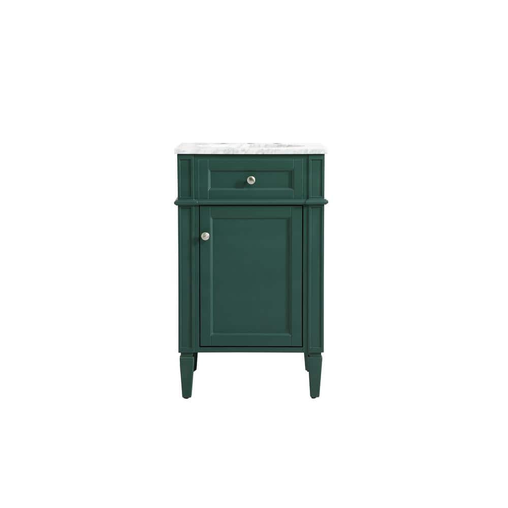 Timeless Home 21 in. W Single Bath Vanity in Green with Marble Vanity Top i