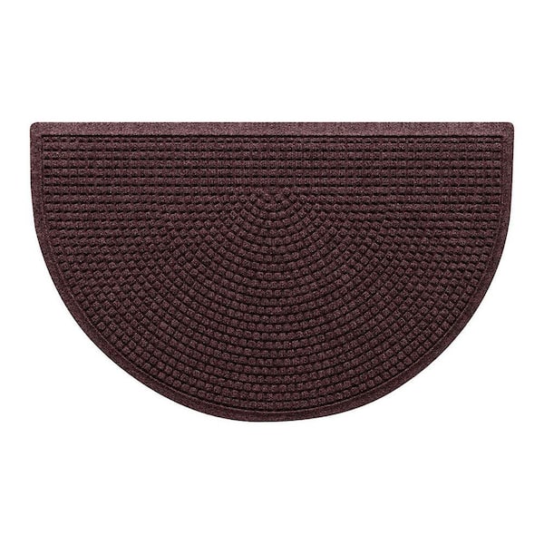 Waterhog Squares 24 in. x 39 in. Indoor Outdoor PET Polyester Half Round Doormat Bordeaux