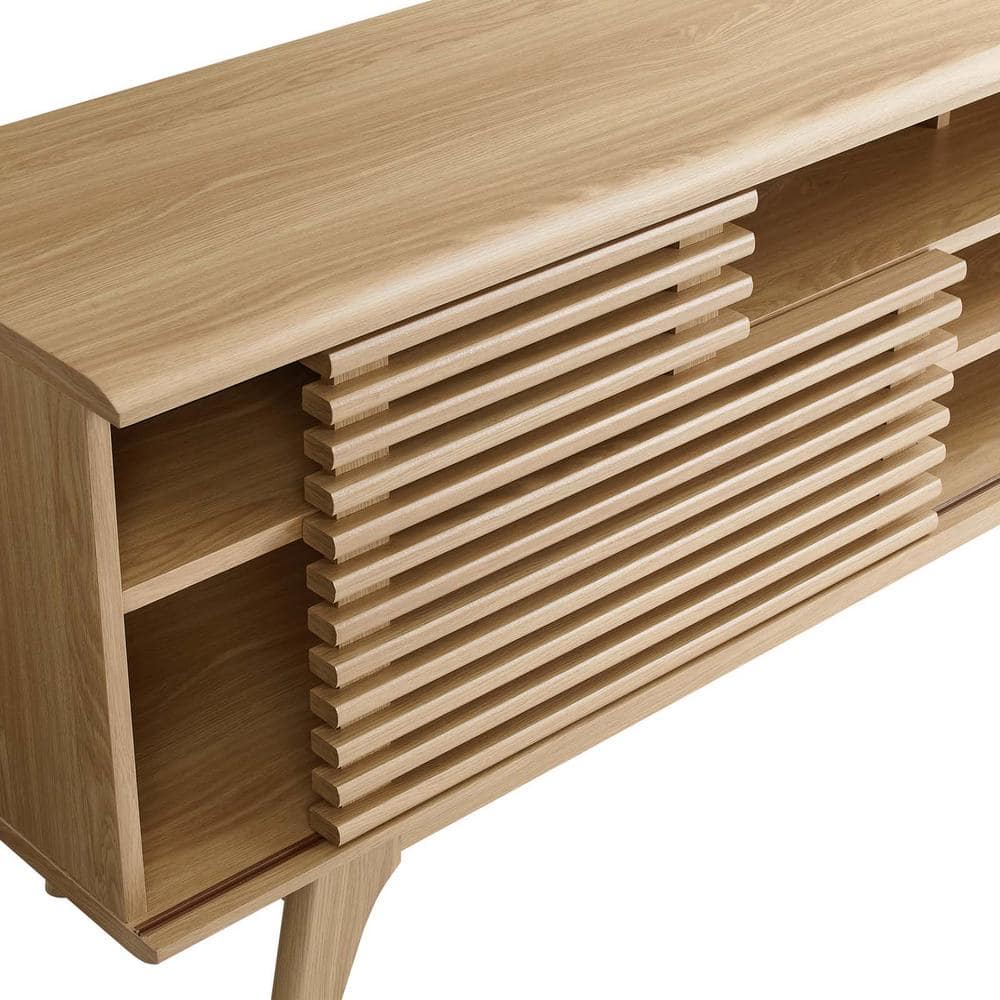 Render 71" Oak Mid-Century Modern Media Console TV Stand
