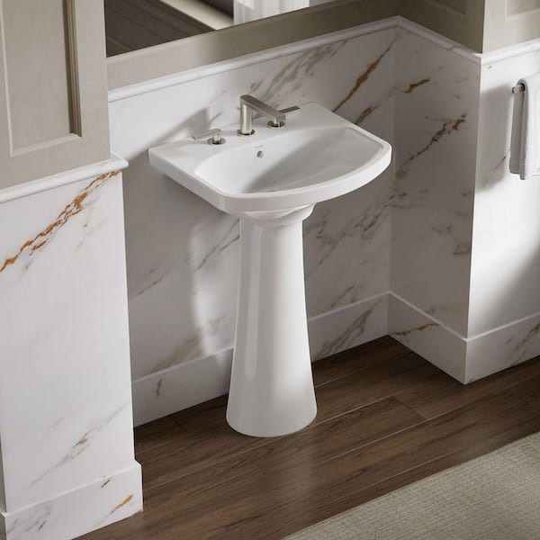 Cimarron 22.8 in. x 18.88 in. Pedestal Bathroom Sink in White Vitreous China