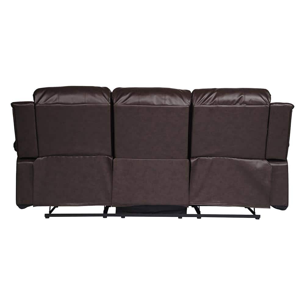 Brown Faux Leather Tufted Manual Reclining Sofa Set