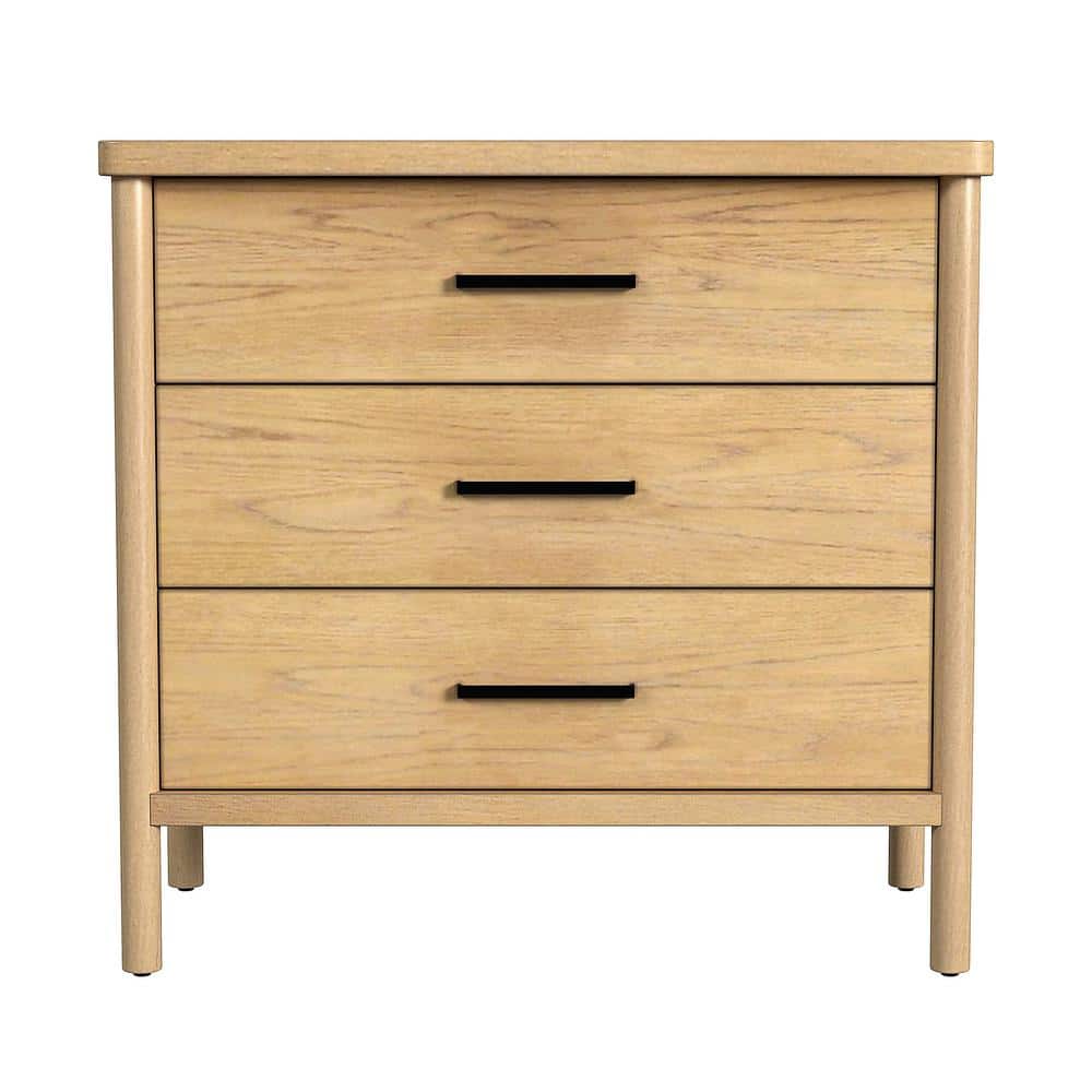 Lennon Light Brown Mahogany 3-Drawer Mid-Century Dresser