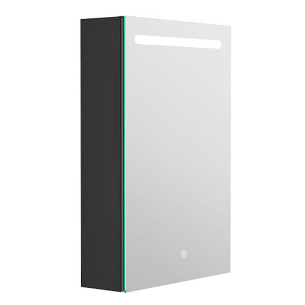 Unbranded 20 in. W x 30 in. H Large Rectangular Black Aluminum Recessed/Surface Mount Medicine Cabinet with Mirror