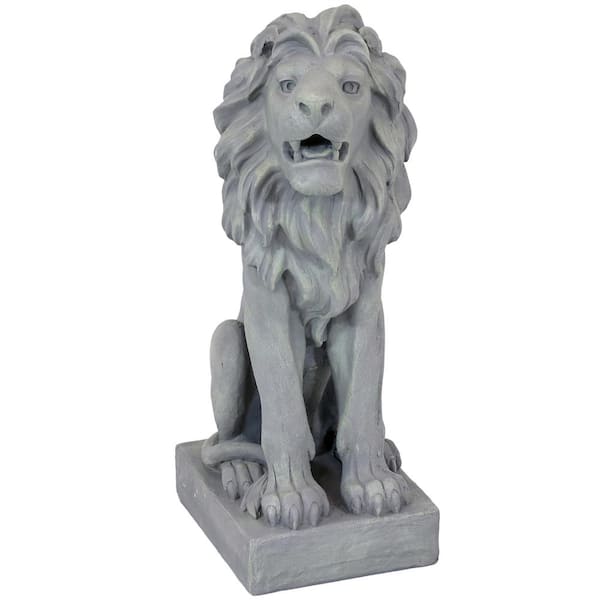 Sunnydaze Decor 30 in. Noble Beast Sitting Lion Outdoor Statue