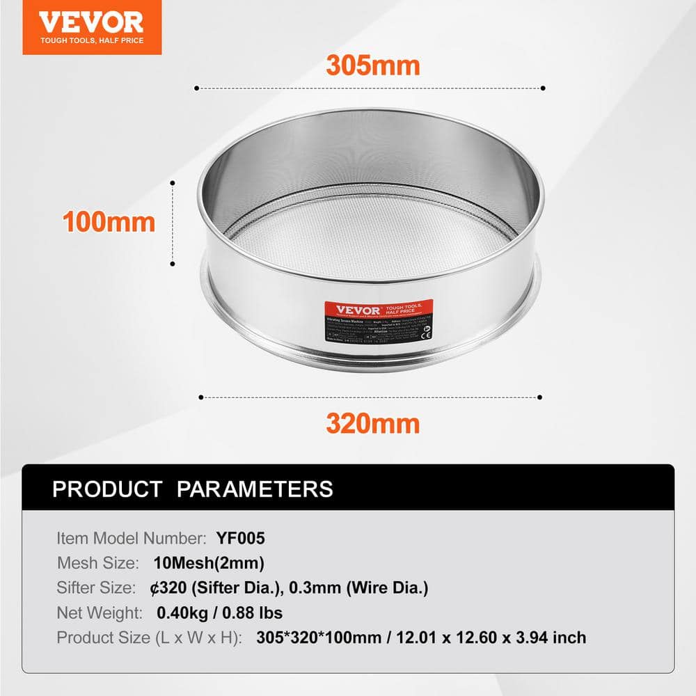 12.6" Silver Stainless Steel Fine Mesh Flour Sifter