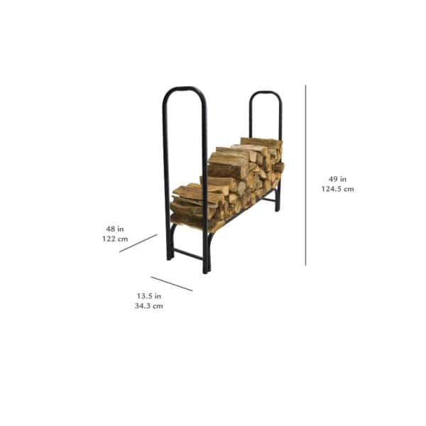 Heavy Duty Black Steel 4-Foot Firewood Log Rack