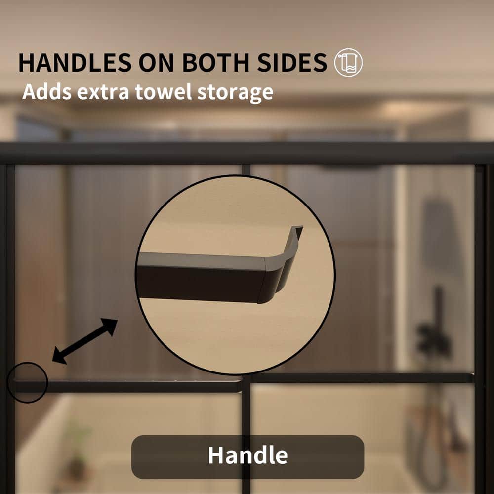 Matte Black Double Sliding Semi-Frameless Tub Door