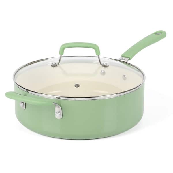 Charlemont 4.5 qt. Ceramic Nonstick Aluminum Saute Pan in Sage w/ Lid