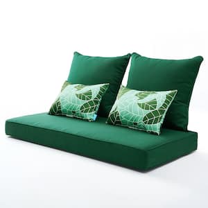 5-Pieces Outdoor Bench Replacement Invisible Green Cushion with 2 Lumber Pillows by for Patio Furniture