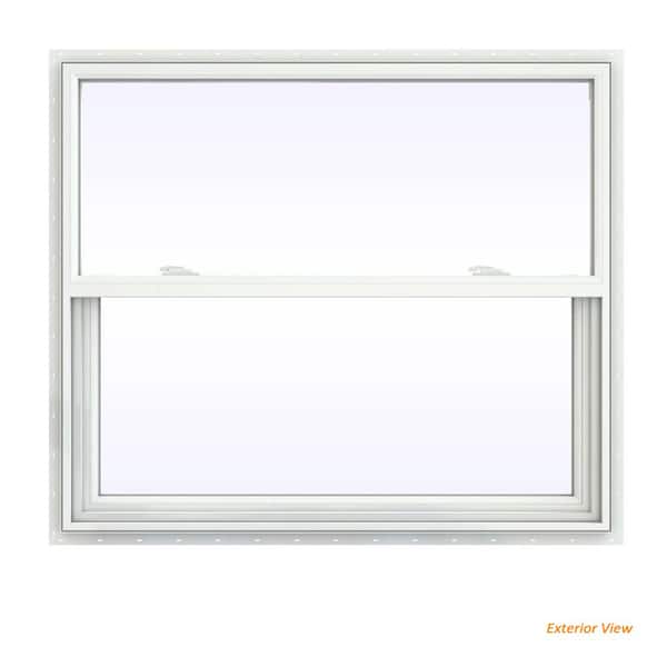 47.5 in. x 35.5 in. V-2500 Series White Vinyl Single Hung Window with Fiberglass Mesh Screen