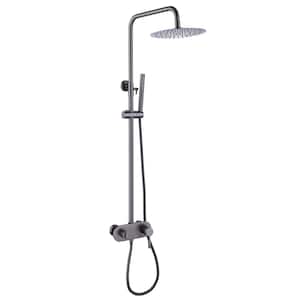 3-Spray Wall Bar Shower Kit with Hand Shower and Tub Faucet in Gun Gray