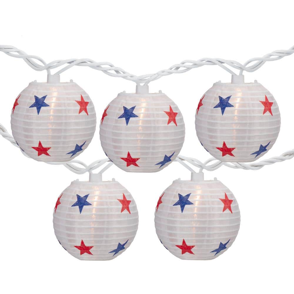 8.5 ft. 10ct Patriotic Stars Paper Lantern Patio Light Set-White Wire price history on PriceWatchPro
