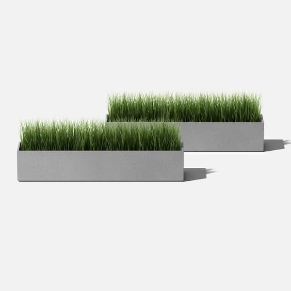 Geo Series Short 16 in. Grey Plastic Planter (2-Pack)