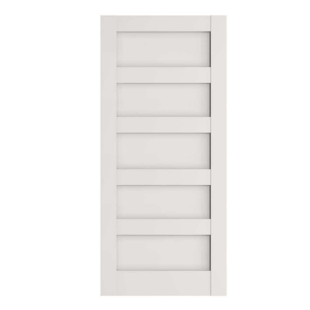 SOCBAZZAR 32 in. x 80 in. 5 Panel Shaker Solid Core White Primed